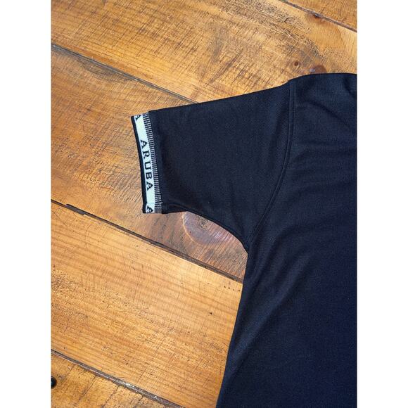 Mens Aruba Fashion Black Golf Knit Short Sleeve Polo Shirt Aruba Fish Logo‎ L - Picture 6 of 6